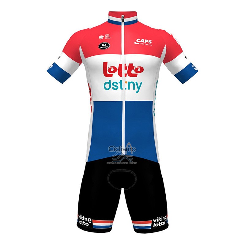 Lotto Dstny Ropa Ciclismo Culotte Corto 2023 Mangas Cortas Rojo Blanco